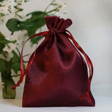12 Pack 3" Burgundy Satin Drawstring Wedding Party Favor Gift Bags