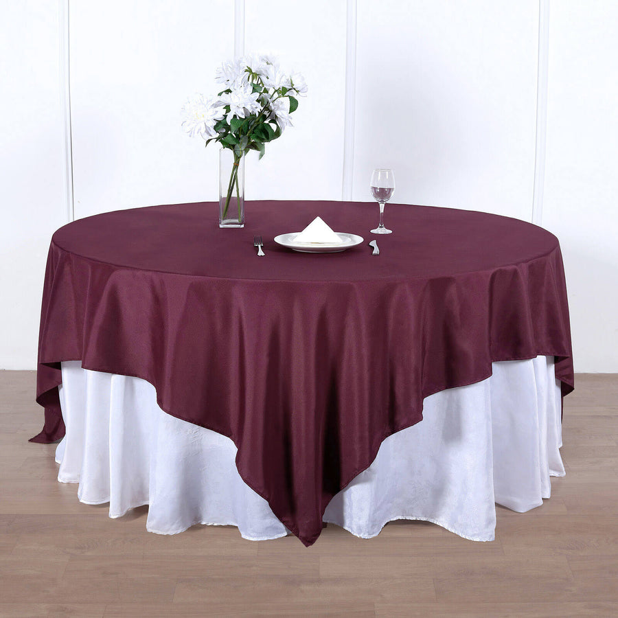 90inch Burgundy Seamless Square Polyester Table Overlay