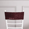 5 Pack | Burgundy 6inch x 15inch Sequin Spandex Chair Sashes, Stretch Fitted Chair Sashes