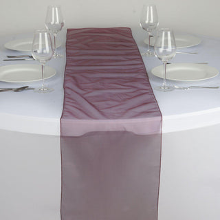 Create Unforgettable Moments with the Burgundy Sheer Organza Table Runners