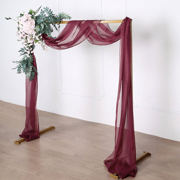 18ft Burgundy Sheer Organza Wedding Arch Drapery Fabric, Window Scarf Valance