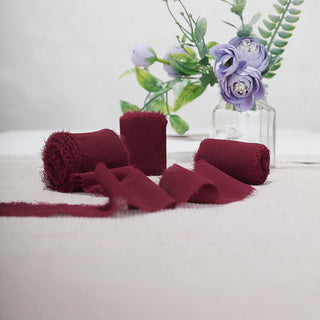 Burgundy Silk-Like Chiffon Ribbon Roll for Bouquets and Gift Wrapping