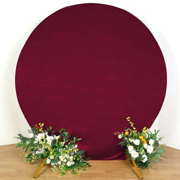 7.5ft Burgundy Soft Velvet Fitted Round Event Party Backdrop Cover