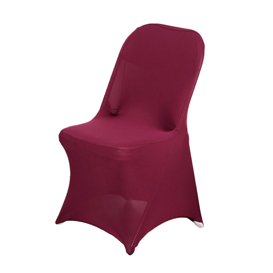 Burgundy Spandex Stretch Fitted Folding Slip On Chair Cover - 160 GSM#whtbkgd