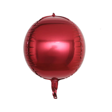 2 Pack 12" 4D Burgundy Sphere Mylar Foil Helium or Air Balloons