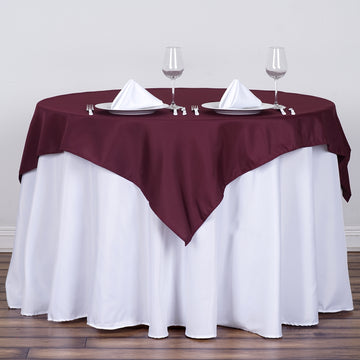 54"x54" Burgundy Square Seamless Polyester Table Overlay