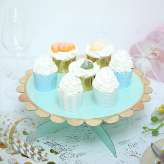 Elegant Gold/Mint Cardboard Cupcake Stand for Stunning Dessert Displays