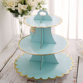 Stylish and Elegant 13" Blue/Gold Cardboard Cupcake Dessert Stand