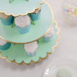 13inch 3-Tier Gold/Mint Cardboard Cupcake Dessert Stand Treat Tower