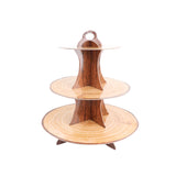 3-Tier Natural Wood Plank Print Cardboard Cupcake Dessert Stand. Disposable Treat Tower#whtbkgd