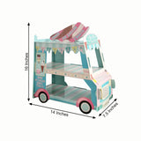 3-Tier Ice Cream Truck Cardboard Cupcake Dessert Stand Tower, Double Decker Disposable Treat Display