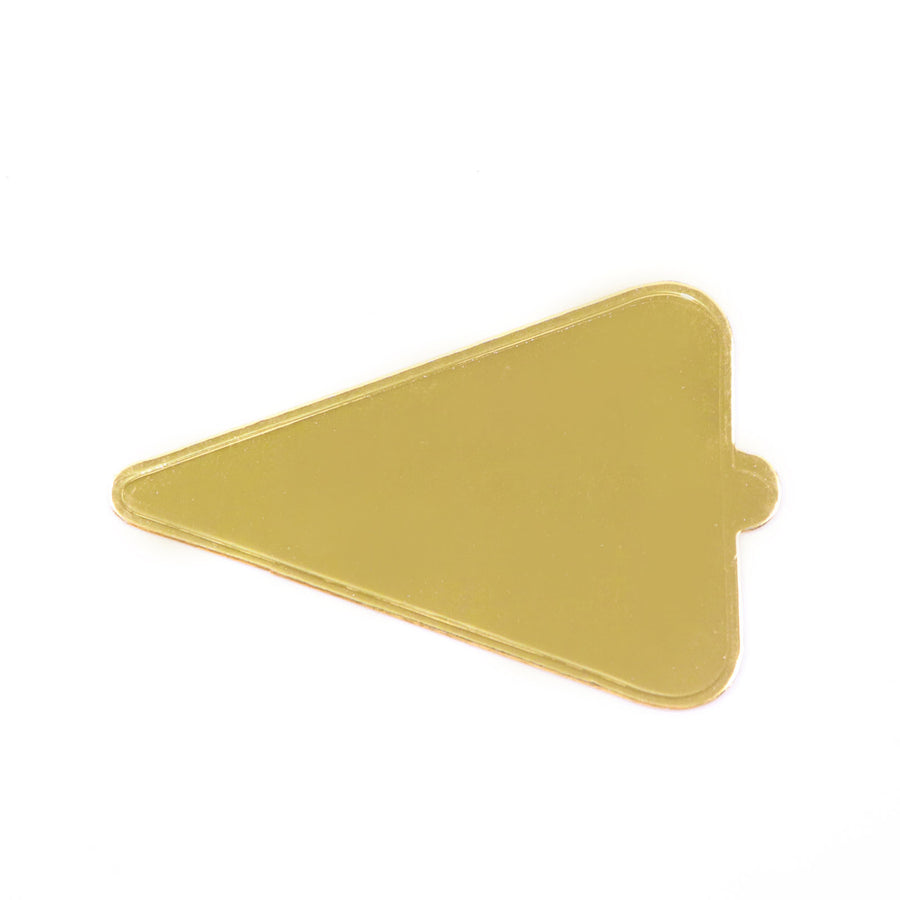50 Pack | Mini Gold Triangle Cake Boards, Cardboard Cake Slice Bases - 2.8x 4.5inch#whtbkgd