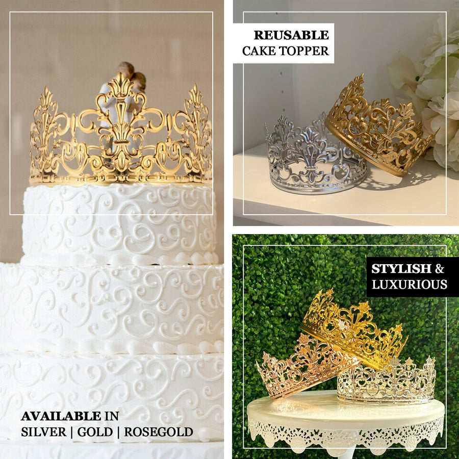 2inch Matte Gold Metal Princess Crown Cake Topper, Wedding Cake Decor