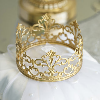 Matte Gold Metal Princess Crown Cake Topper