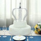 16inch Metallic Silver Crystal-Bead Royal Crown Cake Topper, Centerpiece