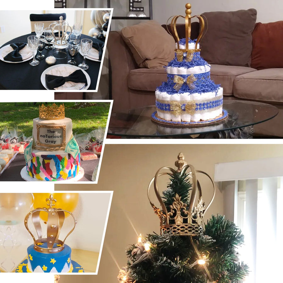 9inch Matte Gold Metal Royal Crown Cake Topper, Wedding Cake Decor