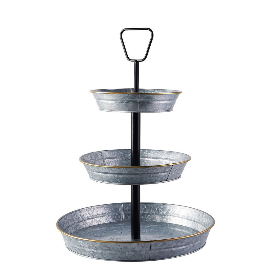 20inches 3-Tier Galvanized Metal Serving Tray, Rustic Dessert Cupcake Stand