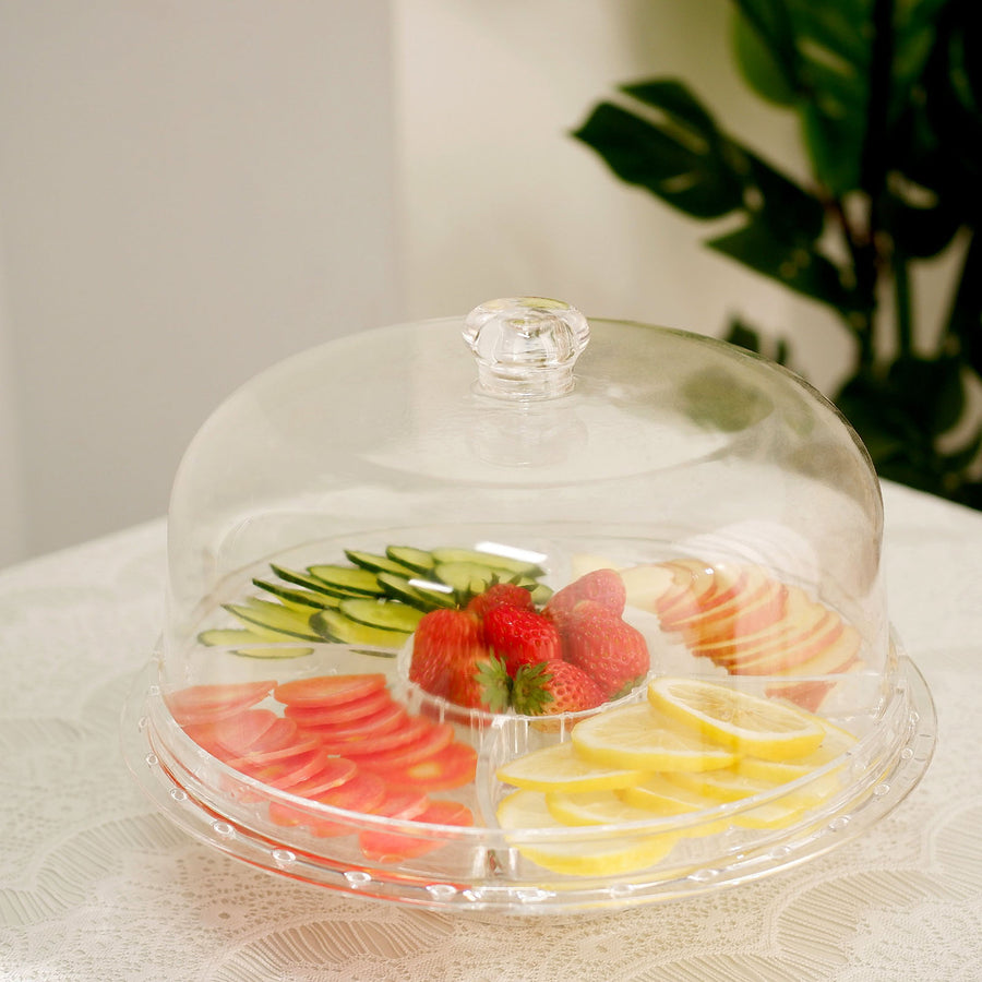 12inch Clear Acrylic Cake Plate Stand & Dome Lid, Multipurpose Serving Dish