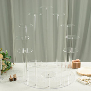Elegant and Versatile: 29" Tall 12-Arm Tiered Clear Acrylic Cupcake Serving Rack
