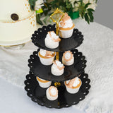 13inch 3-Tier Black/Gold Wavy Round Edge Cupcake Stand, Dessert Holder