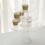 Set of 3 | Clear Plastic Round Pedestal Cake Stands, Stackable Cupcake Dessert Display Holders