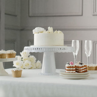 Elegant and Stylish 13" White Round Footed Reusable Plastic Pedestal Cake Stands