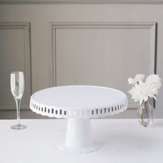 Versatile and Stylish White Round Footed Reusable Plastic Pedestal Cake Stands