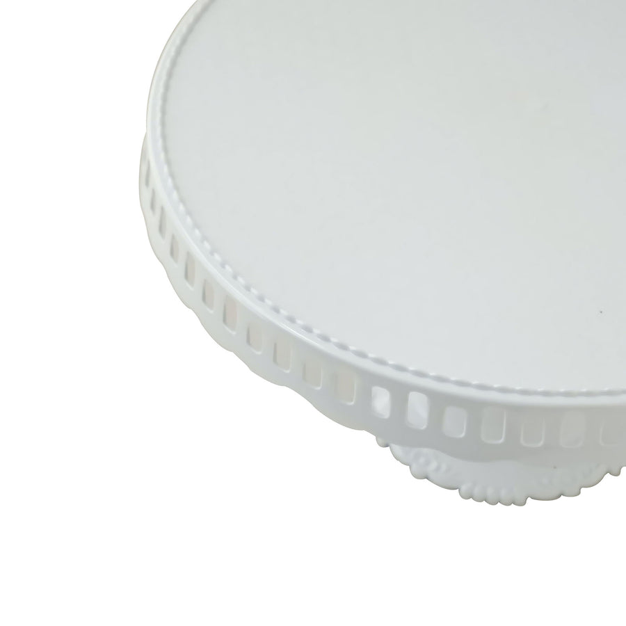4 Pack | 13inch White Round Footed Reusable Plastic Pedestal Cake Stands#whtbkgd