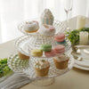 Set of 3 | Clear Pressed Contemporary Design Plastic Cake Stands With Bowl Base