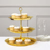 15inch Metallic Gold 3-Tier Round Plastic Cupcake Stand With Lace Cut Scalloped Edges