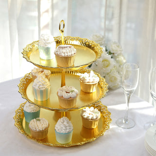 Luxurious Gold Cupcake Stand with Scalloped Edges