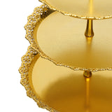 15inch Metallic Gold 3-Tier Round Plastic Cupcake Stand With Lace Cut Scalloped Edges