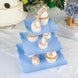 13Inch 3-Tier Blue/Silver Floral Print Cupcake Stand, Dessert Tray, Plastic With Top Handle