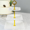 13inch 3-Tier White Gold Wavy Square Edge Cupcake Stand, Dessert Holder