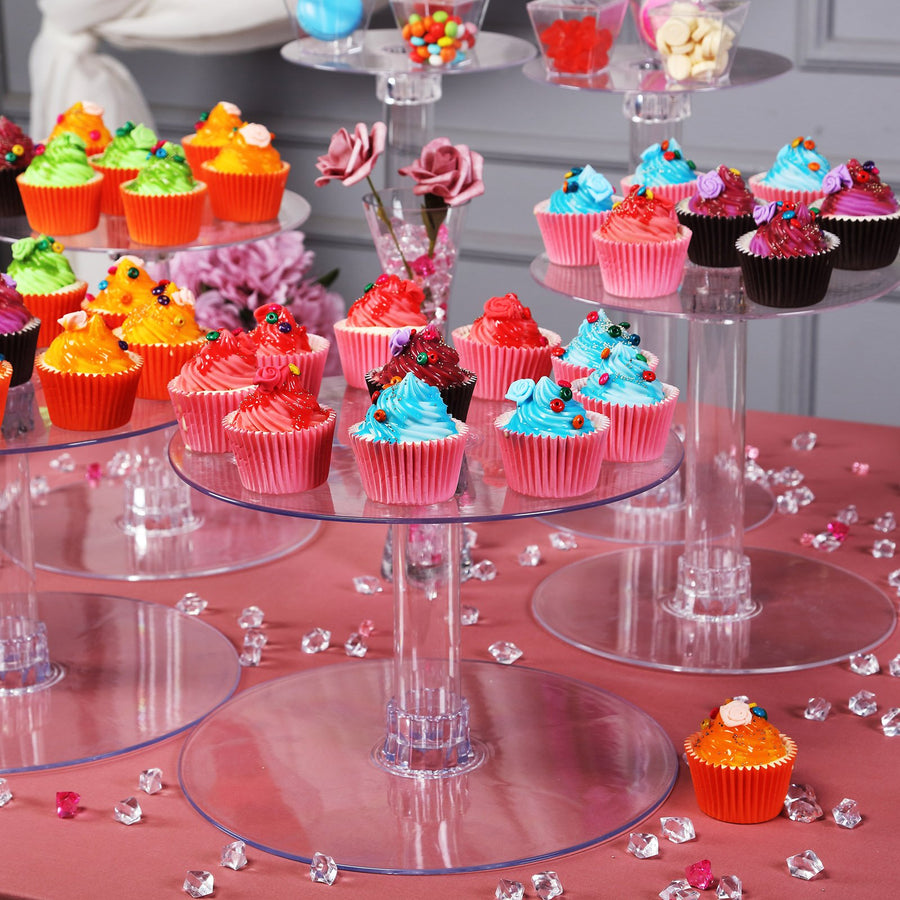 Customized Clear Round Acrylic Cake Stand Plates, DIY Tiered Cupcake Stand Plates