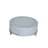 14inch Round Silver Embossed Cake Stand Riser, Matte Metal Cake Pedestal#whtbkgd
