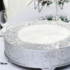 18inch Silver Embossed Cake Stand Riser, Matte Metal Cake Pedestal