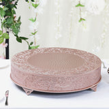 22inch Round Rose Gold Embossed Cake Stand Riser Matte Metal Cake Pedestal