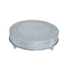 22inch Round Silver Embossed Cake Stand Riser Matte Metal Cake Pedestal#whtbkgd