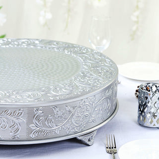 Add a Touch of Glamour with the Silver Embossed Cake Stand Riser