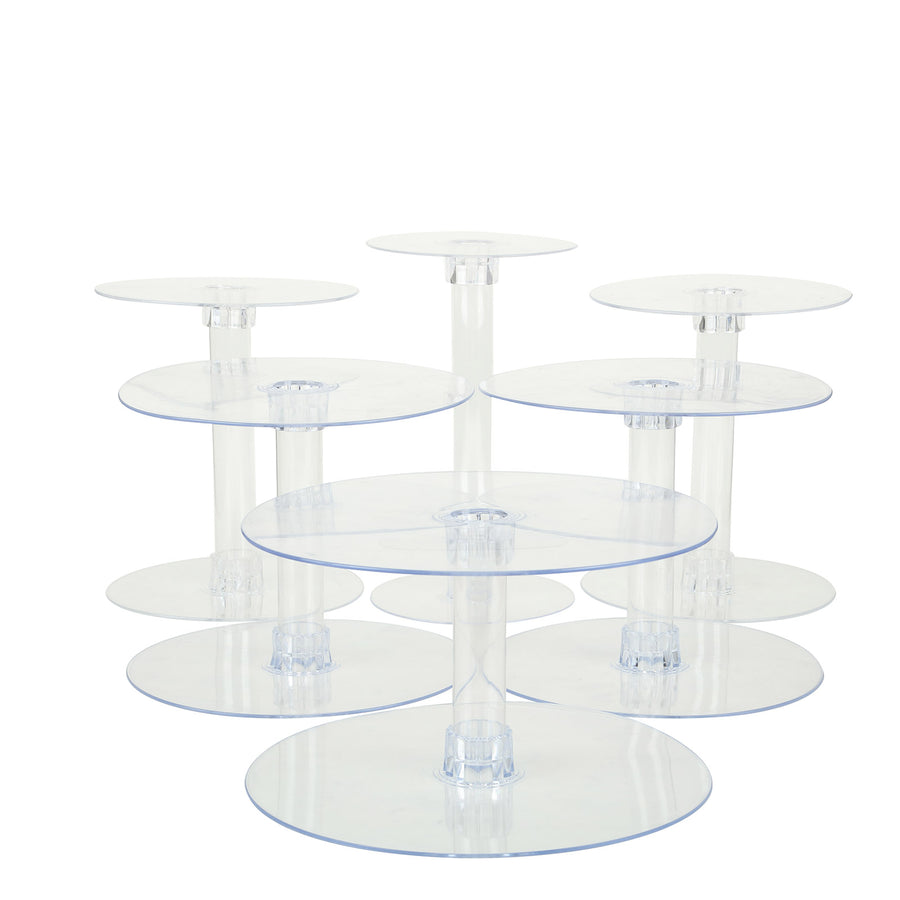 6-Tier Clear Acrylic Cake Stand Set, Cupcake Holder Dessert Pedestals#whtbkgd