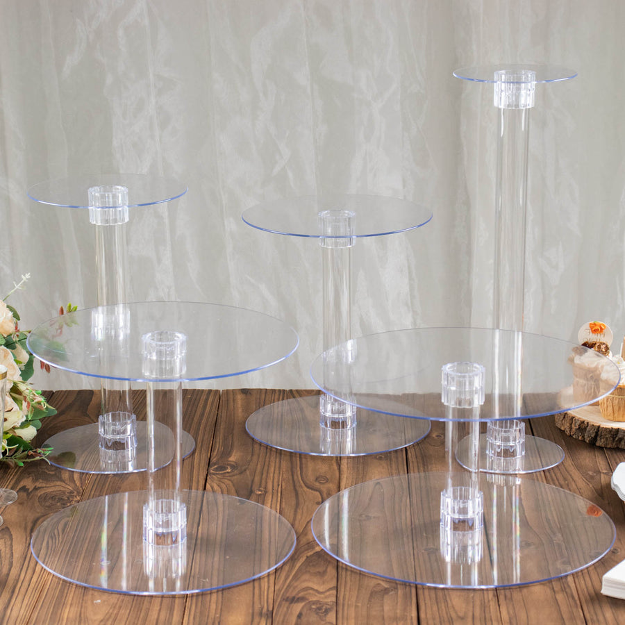 5-Tier Clear Acrylic Cake Stand Set, Cupcake Holder Dessert Pedestals