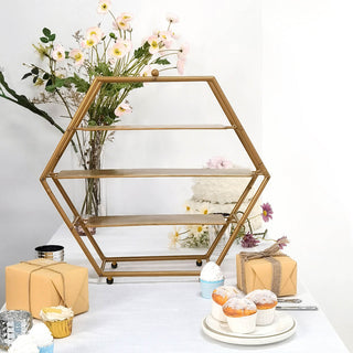 Elevate Your Event Decor with the 21" Matte Gold Metal 3-Tier Cupcake Stand