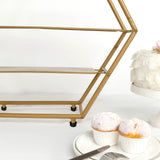 21Inch Matte Gold Metal 3-Tier Cupcake Stand, Hexagon Dessert Holder, Appetizer Display