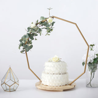 Elegant Gold 27" Nonagon Wedding Arch Cake Stand