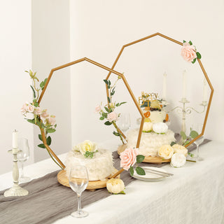 Add Eloquent Style with the Gold Nonagon Wedding Arch Cake Stand