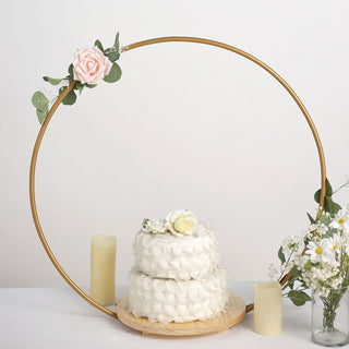 Elegant Gold 33" Round Wedding Arch Cake Stand