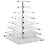 29inch Heavy Duty Acrylic Square 8-Tier Cake Stand, Dessert Display Cupcake Holder#whtbkgd