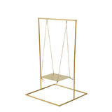 3ft Tall Gold Metal Hanging Cake Stand Swing with Jute Rope, Dessert Display Centerpiece