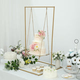 3ft Tall Gold Metal Hanging Cake Stand Swing with Jute Rope, Dessert Display Centerpiece